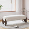 Modern White Boucle Bedroom Bench Upholstered Long Bench With Wood Legs