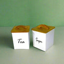 Solid White kitchen Storage Canisters With Mango Wood lid -2 Food Storage Containers For Tea & Sugar