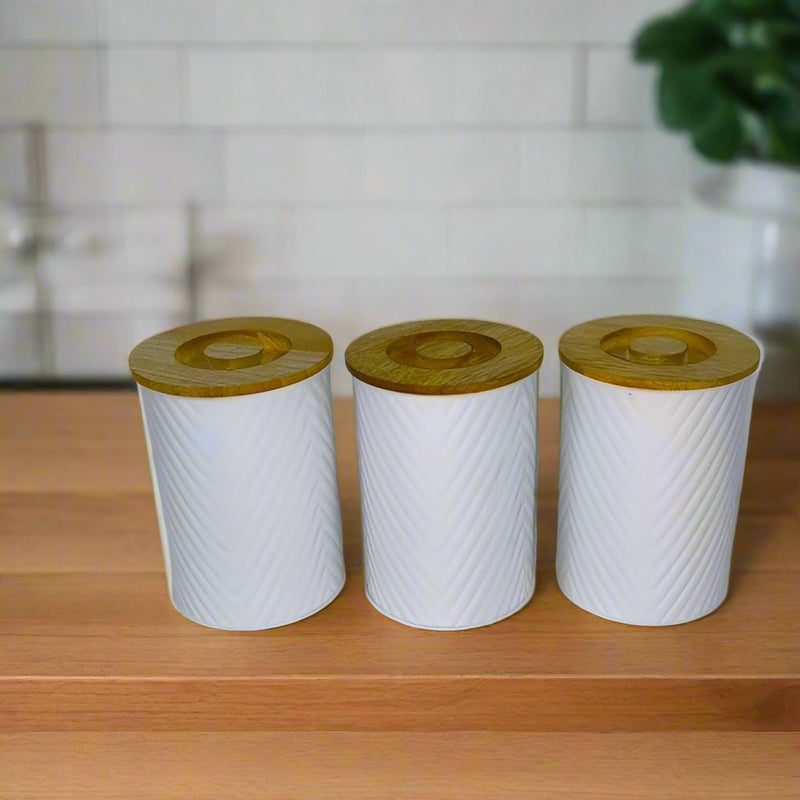 kitchen Storage Small Canisters With Mango Wood Knob Lid-3 Storage Containers