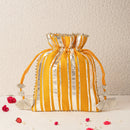 Colorful Potli Pouch Bag With Silver Gota Embellishment Perfect For Wedding & Festive Season 1PC (Random Color)