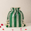 Colorful Potli Pouch Bag With Silver Gota Embellishment Perfect For Wedding & Festive Season 1PC (Random Color)