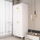 Versatile Wardrobe Cabinet Clothing Rod With Double Drawer Storage