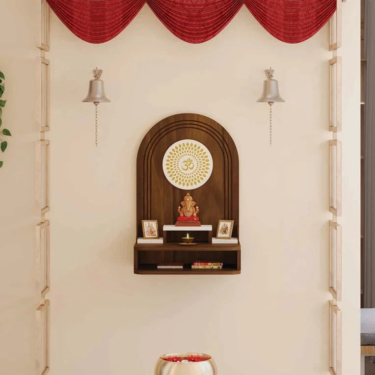 Sacred Wall Art: Wall-Mounted Pooja Stand For Divine Harmony And Aesthetics