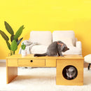 Rectangular Coffee Table With Drawer & Cat/Dog House By Miza