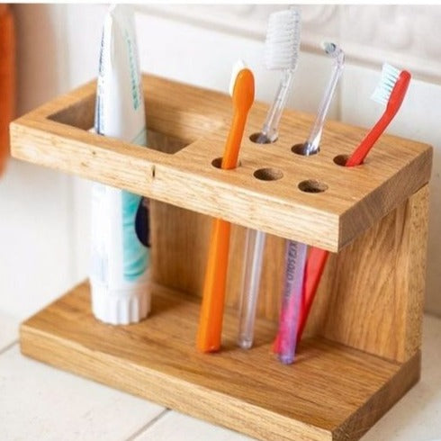 Wooden Design Toothbrush And Paste Holder With 6 Brush Holder By Miza